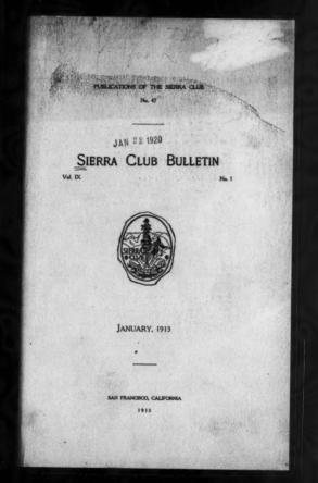Sierra Club Bulletin 1913 Vol 9 No 1 January cover